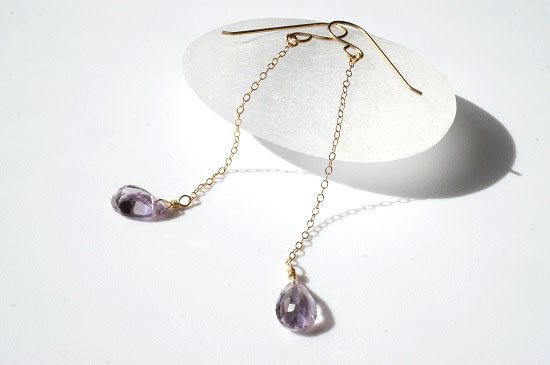 rose amethyst・long pierced earrings