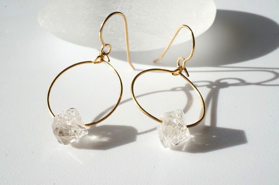 herkimer diamond・hoop earrings（large）