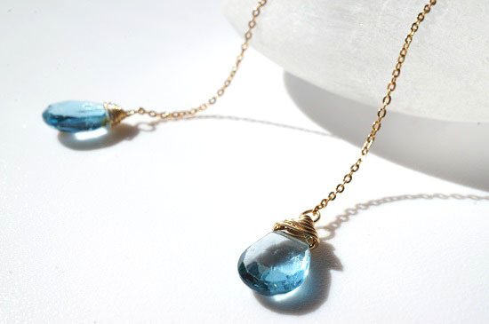 blue topaz・long pierced earrings