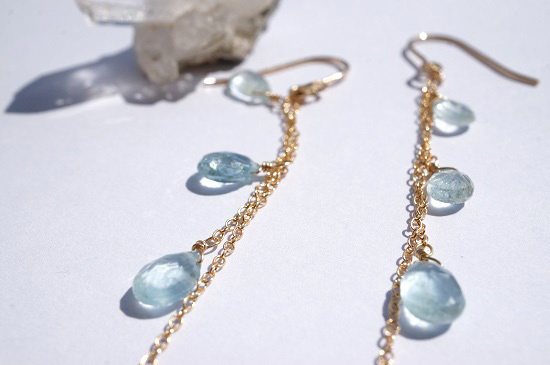 aquamarine ・long pierced earrings