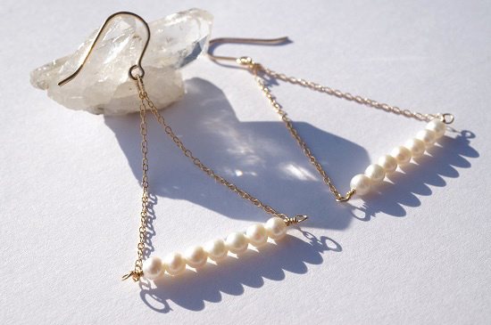 pearl・triangle pierced earrings